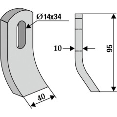 Lame de motoculteur COMPATIBLE 350-472 EPOKE 95mm