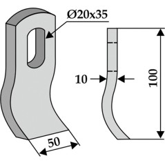 Pala de cultivador COMPATIBLE 350-498 MULAG 100mm