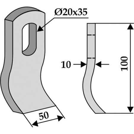 Tiller tiller blade COMPATIBLE 350-498 MULAG 100mm