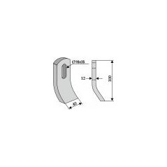 Rotary tiller hoe blade compatible 350-536 VOTEX 45-03.190