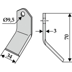 Lama zappa motocoltivatore motozappa fresa compatibile 350-549 BOMFORD 70mm | NewgardenParts.com