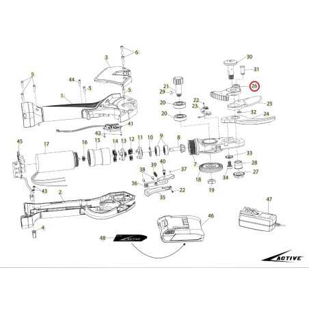Levier d'engrenage pour lame mobile Lame de ciseaux ORIGINAL ACTIVE Modèle tigercut 35 025956 | NewgardenParts.com
