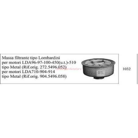 Filter housings type LOMBARDINI for LDA96 motor cultivator 97 100 450 1032 | NewgardenParts.com