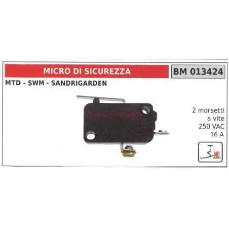 Microinterruptor de seguridad MTD 2 terminales de tornillo 250VAC 16A 013424 | NewgardenParts.com