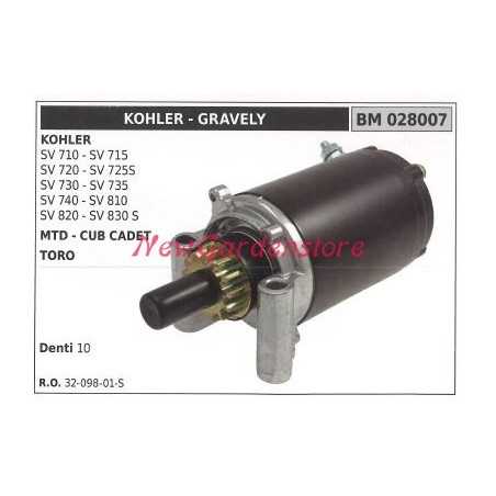 KOHLER Rasentraktor Rasenmäher SV 710 715 720 Anlasser 028007 | NewgardenParts.com