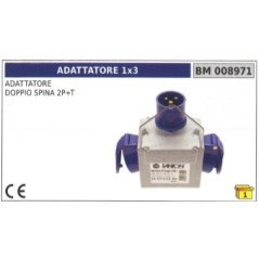 Adattatore 1x3 doppio spina 2 poli + terra codice 008971 | NewgardenParts.com