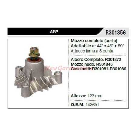 Mozzo portalama AYP corto per trattorino rasaerba tagliaerba R301856 | NewgardenParts.com