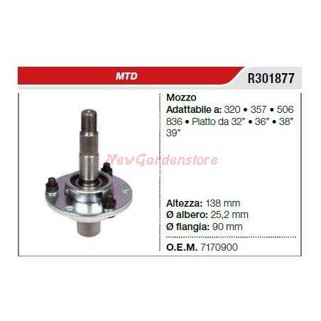 MTD Klinge Nabe Rasenmäher mower 320 357 506 836 R301877 | NewgardenParts.com