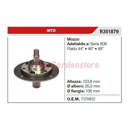 MTD 806 Serie Rasenmäher Mähmessernabe R301879 | NewgardenParts.com