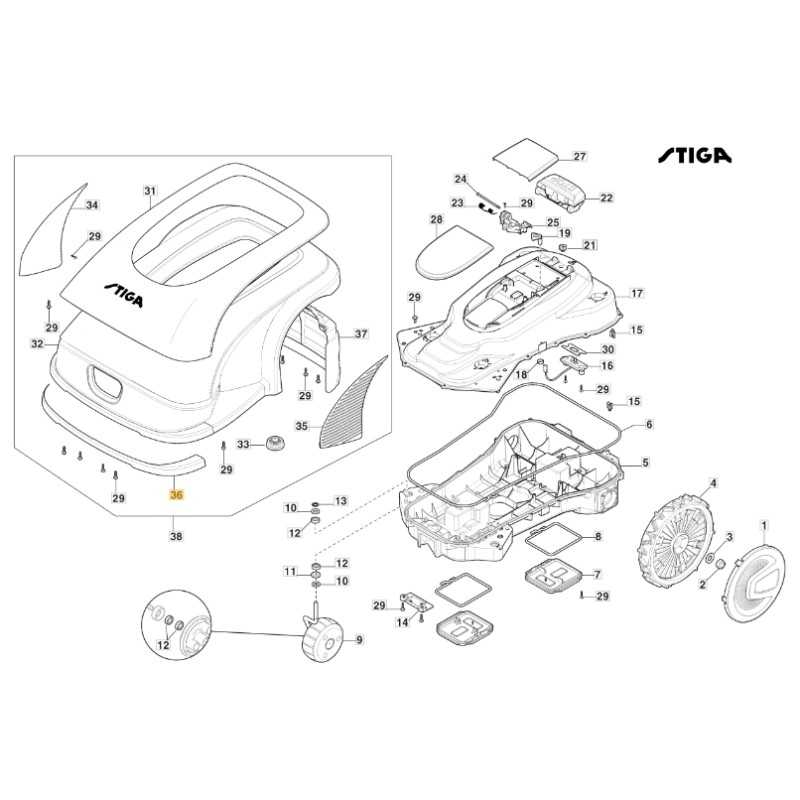 Front bumper ORIGINAL STIGA a3000 - a5000 rtk robot mower 381393707/0