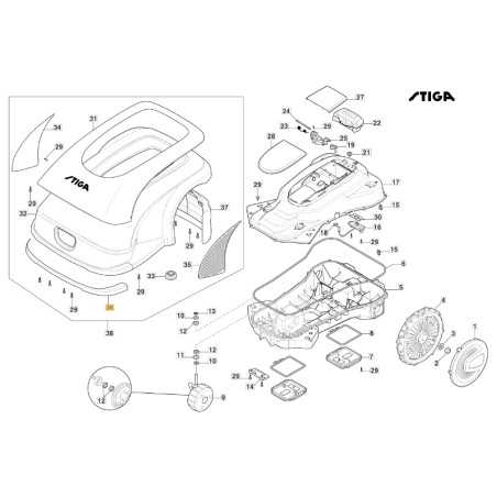Parachoques delantero ORIGINAL STIGA a3000 - a5000 rtk robot cortacésped 381393707/0 | NewgardenParts.com