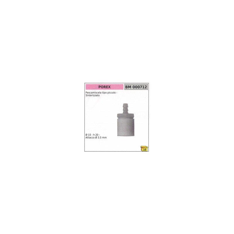 Small sintered dipstick type Ø  15 mm height 20 mm connection Ø  3,5 mm code 000712