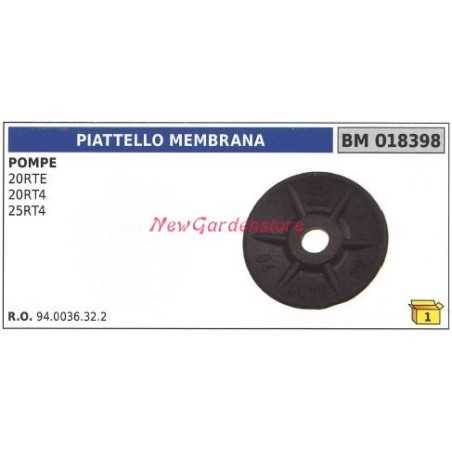 Plaque de membrane UNIVERSAL pompe Bertolini 20RTE 20RT4 25RT4 018398 | NewgardenParts.com