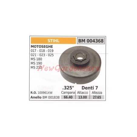 Clutch bell pinion STIHL chainsaw 017 018 019 021 023 025 004368 100961XW | NewgardenParts.com