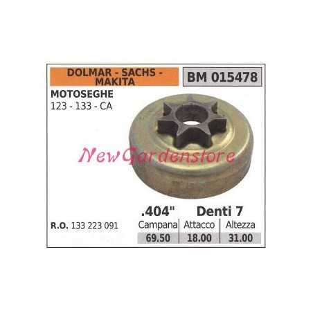 Sprocket DOLMAR chainsaw engine 123 133 CA .404' teeth 7 015478 | NewgardenParts.com