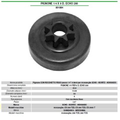 ECHO chainsaw engine sprocket CS 280 1/4" teeth 8 001984 | NewgardenParts.com