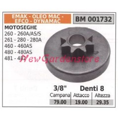 EMAK pignon moteur tronçonneuse 260 260A/AS/S 261 280 280A 3/8' dents 8 001732 | NewgardenParts.com