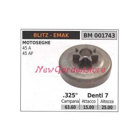 EMAK chainsaw engine sprocket 45A 45AF .325' teeth 7 001743 | NewgardenParts.com