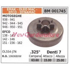 Pignone EMAK motore motosega 938 941 942 944 945 .325' denti 7 001745 | NewgardenParts.com