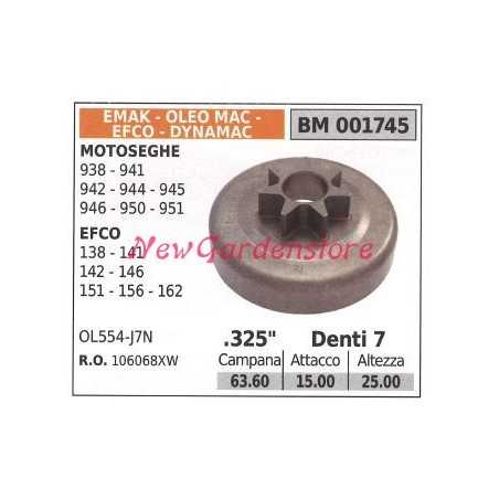 EMAK chainsaw engine sprocket 938 941 942 944 945 .325' teeth 7 001745 | NewgardenParts.com