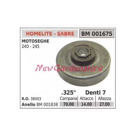 HOMELITE chainsaw engine sprocket 240 245 .325' teeth 7 001675 | NewgardenParts.com