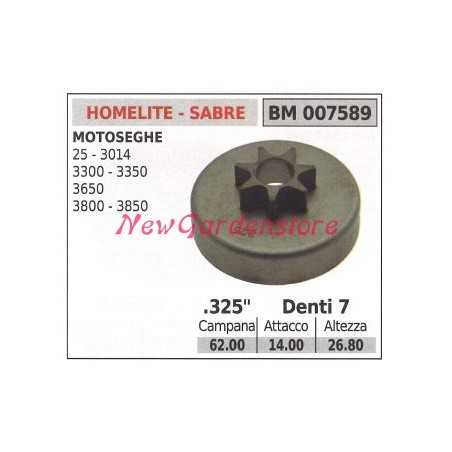 HOMELITE chainsaw engine sprocket 25 3014 3300 3350 3650 .325' teeth 7 007589 | NewgardenParts.com