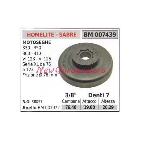 Piñón motor motosierra HOMELITE 330 350 360 410 3/8' dientes 7 007439 | NewgardenParts.com