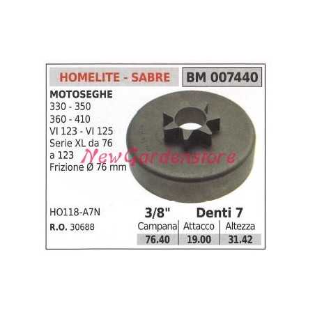 Piñón HOMELITE para motor de motosierra 330 350 360 410 3/8' dientes 7 007440 | NewgardenParts.com