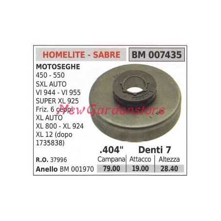 HOMELITE piñón motor motosierra 450 550 SXL AUTO .404' dientes 7 007435 | NewgardenParts.com