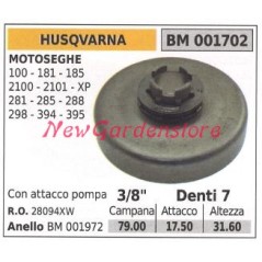 HUSQVARNA chainsaw engine sprocket 100 181 185 2100 2101 XP 3/8' teeth 7 001702 | NewgardenParts.com