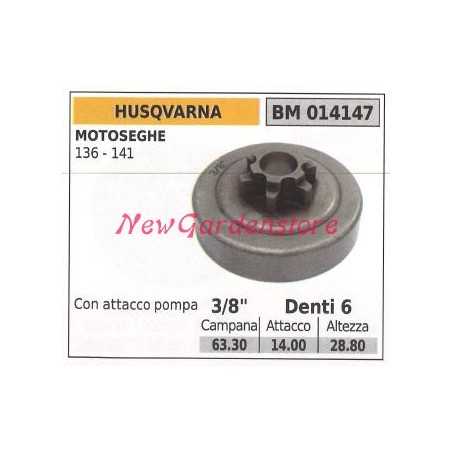 HUSQVARNA chainsaw engine sprocket 136 141 3/8' teeth 6 014147 | NewgardenParts.com