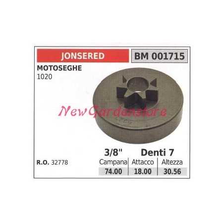 JONSERED chainsaw 1020 engine sprocket 3/8' teeth 7 001715 | NewgardenParts.com