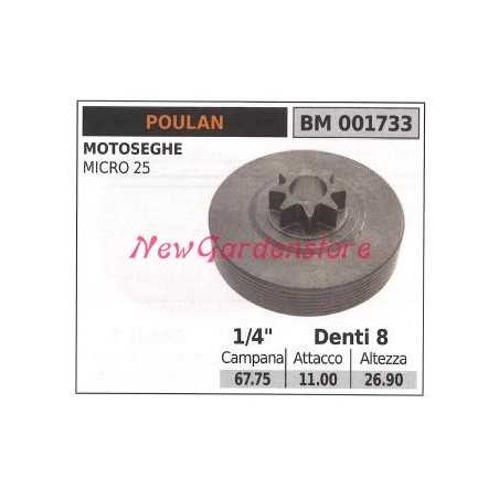 POULAN chainsaw engine sprocket MICRO 25 1/4' teeth 8 001733 | NewgardenParts.com