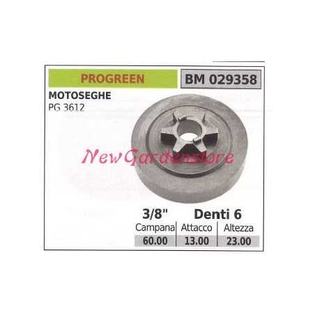 PROGREEN chainsaw engine sprocket PG 3612 3/8' teeth 6 029358 | NewgardenParts.com