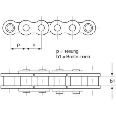 Antriebskette C35 3/8 "x3/16" für Rasenmäher Länge 3 m Teilung 9,50 mm | NewgardenParts.com